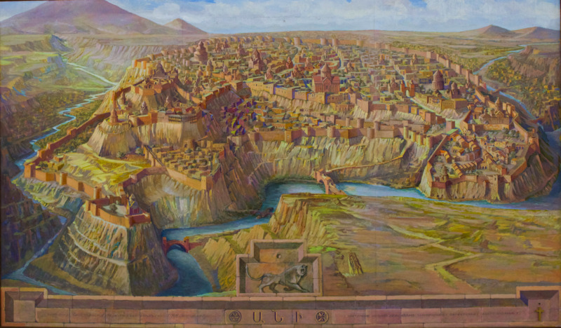 Ani panorama, 2001, Gagik Yeranosyan, 3×6 m, commissioned by Archbishop Mesrob Ashjian, on the occasion of the 1700th anniversary of Armenia’s adoption of Christianity, National Academy of Sciences of the Republic of Armenia, Yerevan, 2026, photographed by Konrad Siekierski.