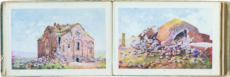 Arshak Fetvadjian, Ruins of Ani, pocket-size album of watercolor paintings, Vienna, 1910s, History Museum of Yerevan, 2025, photographed by Konrad Siekierski.