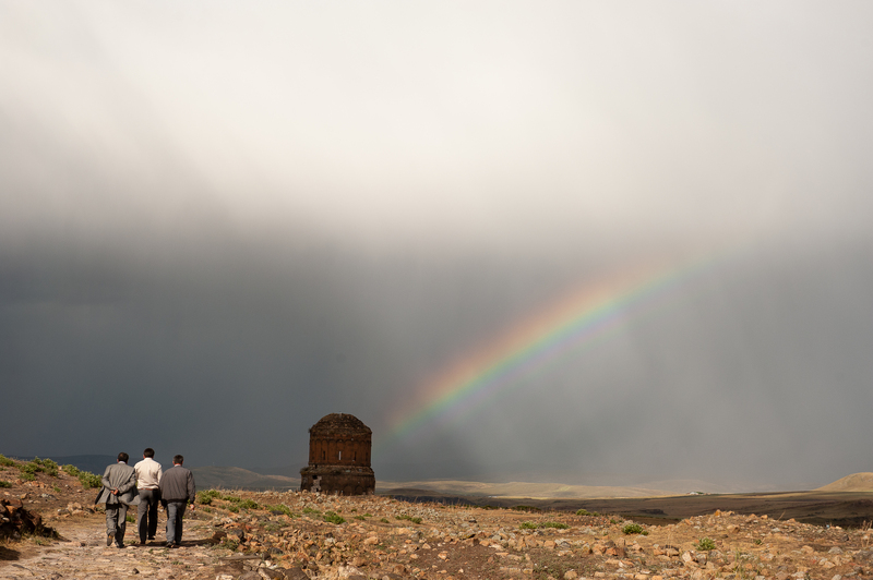 Men walking towards the Holy Savior Church (11th century), 2012, photographed by Norair Chahinian.