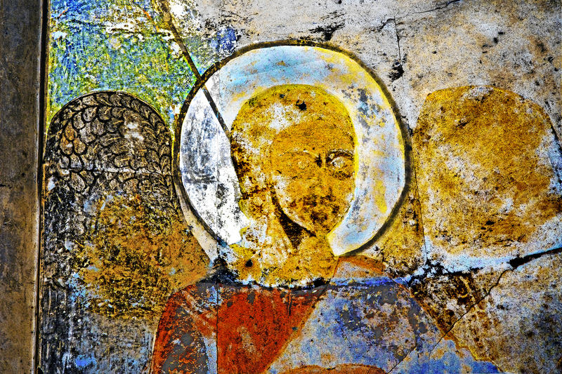 Ani Cathedral, archangel with a spear on the apse ceiling, 2018, photograph and reproduction by Vedat Akçayöz.