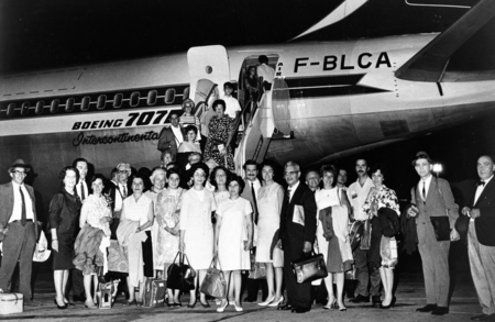 Group photograph of the first Armenian Heritage Tour, organized by the National Association for Armenian Studies and Research (NAASR), USA, in July, 1967. Manoog Young, the Founding Chairman of NAASR and its long-time chairman, is second from right. J. Michael Hagopian is at the far left. An Armenian-American filmmaker born in Kharpert, Hagopian used footage which he shot during the trip for his documentary <em>Historical Armenia</em> (1969). National Association for Armenian Studies and Research (NAASR), Boston.