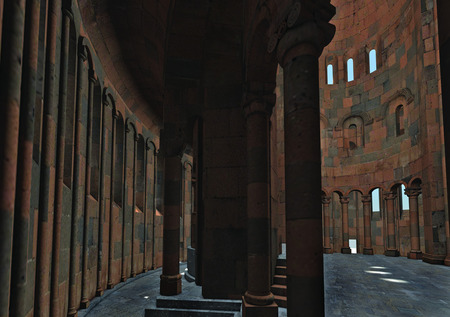 A hallway of the Church of St. Gregory (Gagkashen) (early 11th century), reconstruction, Research on Armenian Architecture Foundation.
